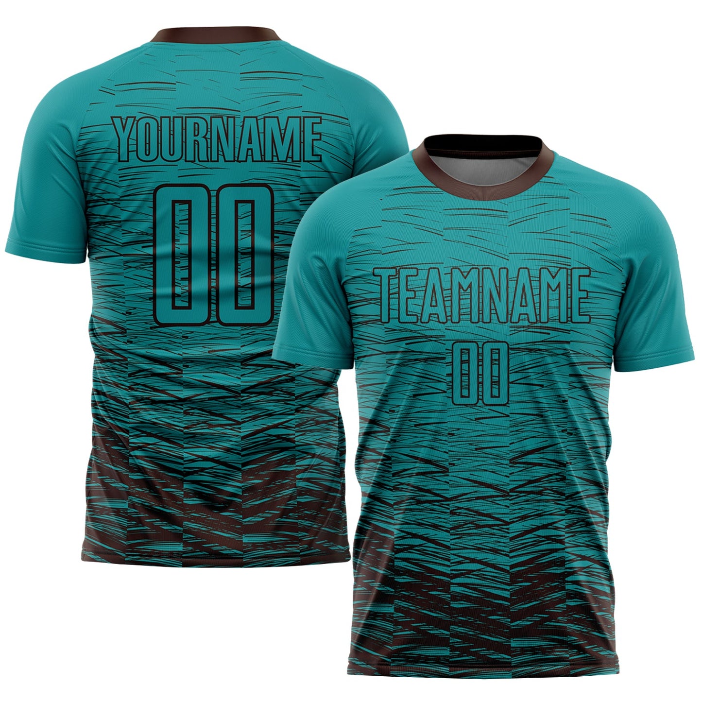 Custom Teal Brown Sublimation Soccer Uniform Jersey - Sky-Custom