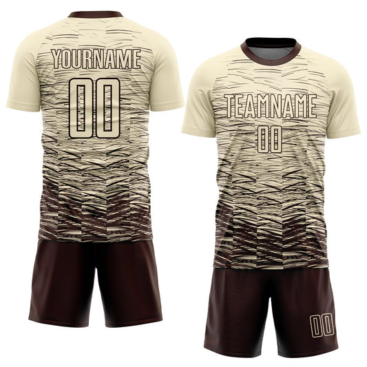 Custom Cream Brown Sublimation Soccer Uniform Jersey - Sky-Custom