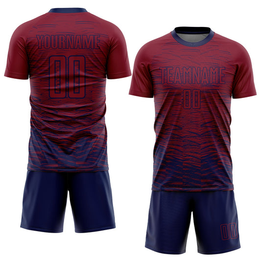 Custom Crimson Navy Sublimation Soccer Uniform Jersey - Sky-Custom