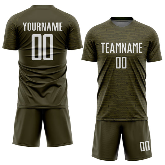 Custom Olive White Sublimation Salute To Service Soccer Uniform Jersey - Sky-Custom