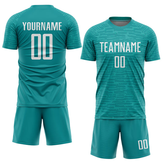 Custom Teal White Sublimation Soccer Uniform Jersey - Sky-Custom