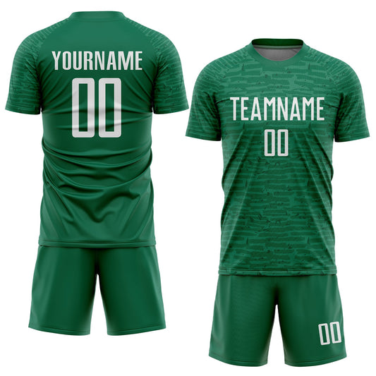 Custom Kelly Green White Sublimation Soccer Uniform Jersey - Sky-Custom