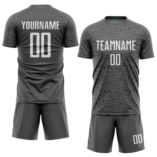 Custom Steel Gray White Sublimation Soccer Uniform Jersey - Sky-Custom