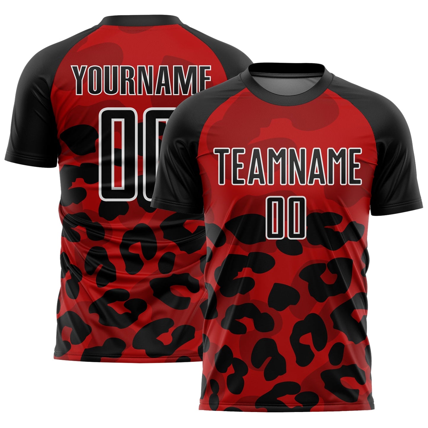Custom Red Black-White Animal Print Sublimation Soccer Uniform Jersey - Sky-Custom
