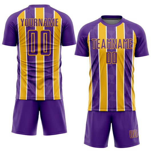 Custom Purple Gold-White Stripes Sublimation Soccer Uniform Jersey - Sky-Custom