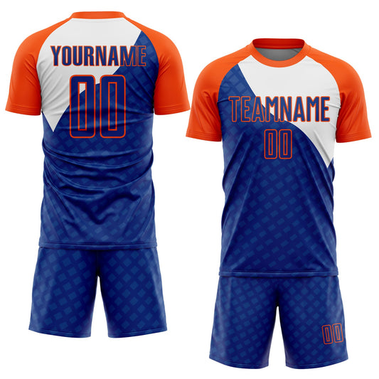 Custom Royal Orange-White Curve Lines Sublimation Soccer Uniform Jersey - Sky-Custom