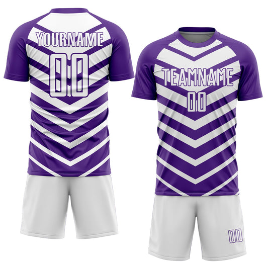 Custom Purple White Arrow Shapes Sublimation Soccer Uniform Jersey - Sky-Custom