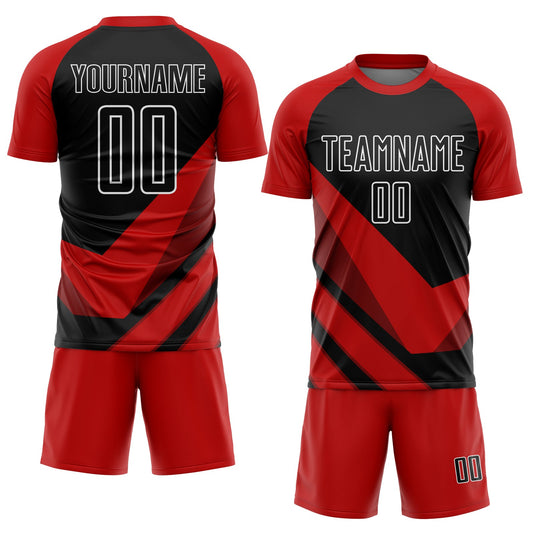 Custom Red Black-White Arrow Shapes Sublimation Soccer Uniform Jersey - Sky-Custom