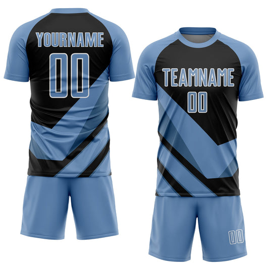 Custom Light Blue Black-White Arrow Shapes Sublimation Soccer Uniform Jersey - Sky-Custom