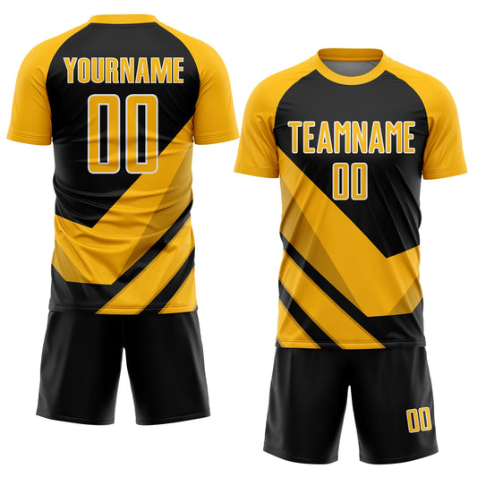 Custom Gold Black-White Arrow Shapes Sublimation Soccer Uniform Jersey - Sky-Custom