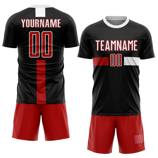 Custom Black Red-White Sublimation Soccer Uniform Jersey - Sky-Custom