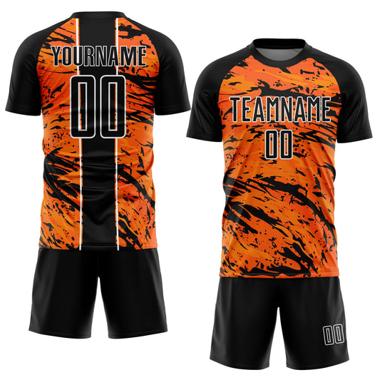 Custom Bay Orange Black-White Abstract Fluid Sublimation Soccer Uniform Jersey - Sky-Custom