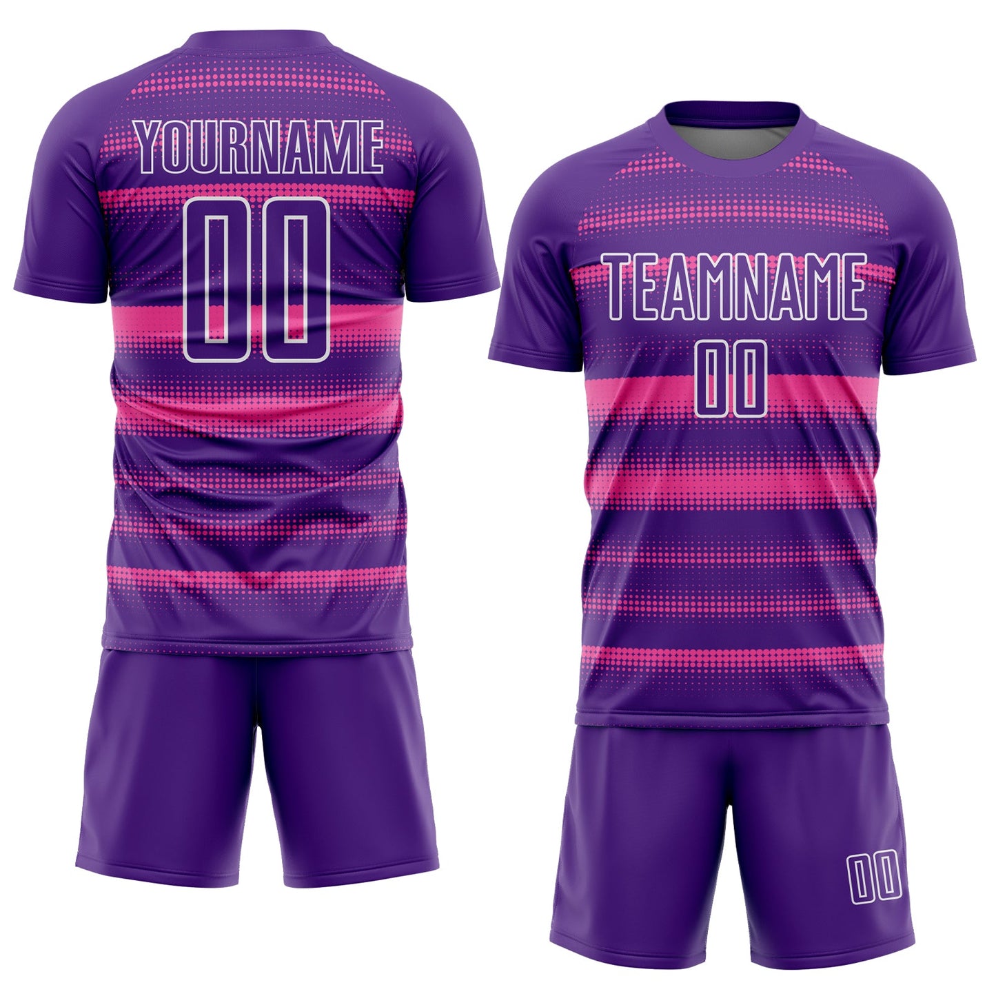 Custom Purple Pink-White Halftone Dots Sublimation Soccer Uniform Jersey - Sky-Custom