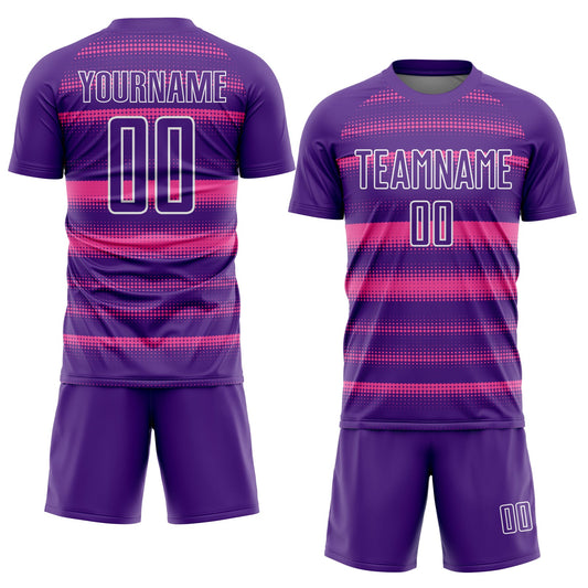 Custom Purple Pink-White Halftone Dots Sublimation Soccer Uniform Jersey - Sky-Custom