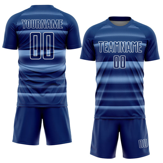 Custom Royal Light Blue-White Halftone Dots Sublimation Soccer Uniform Jersey - Sky-Custom