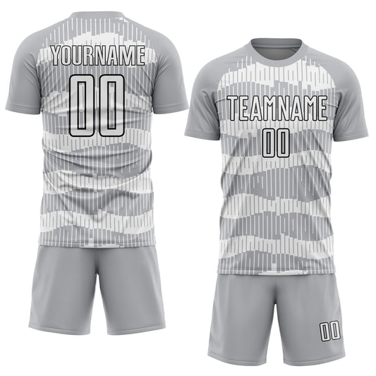 Custom Gray White-Black Pinstripe Sublimation Soccer Uniform Jersey - Sky-Custom