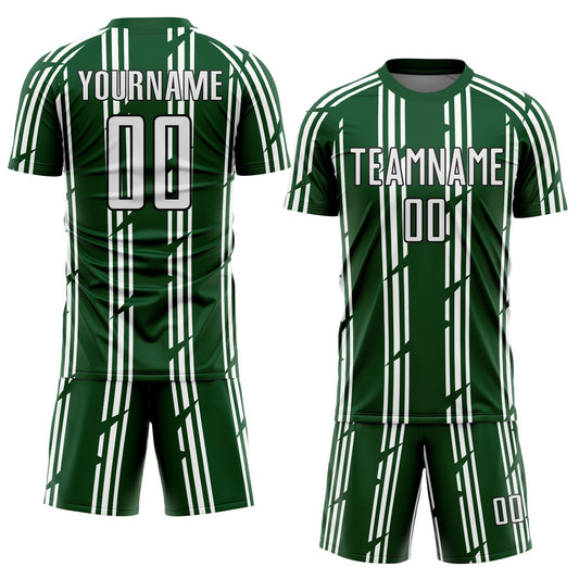 Custom Green White-Black Pinstripe Sublimation Soccer Uniform Jersey - Sky-Custom