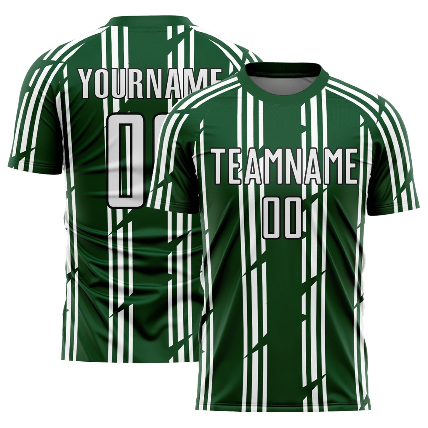 Custom Green White-Black Pinstripe Sublimation Soccer Uniform Jersey - Sky-Custom