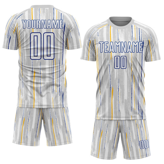 Custom Gray White-Royal Pinstripe Sublimation Soccer Uniform Jersey - Sky-Custom