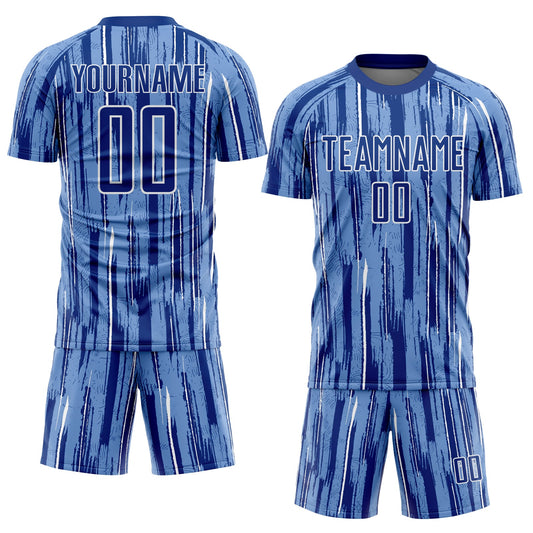 Custom Light Blue Royal-White Pinstripe Sublimation Soccer Uniform Jersey - Sky-Custom