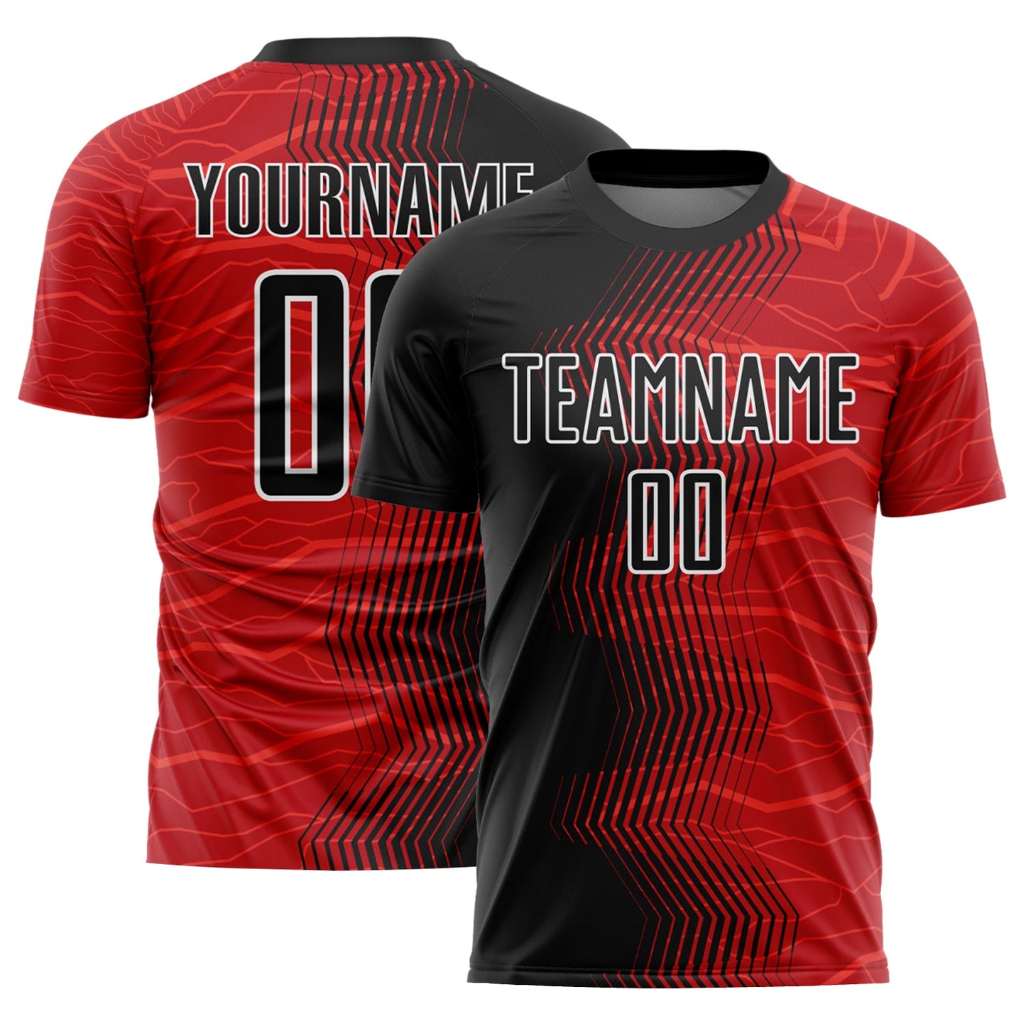 Custom Red Black-White Gradient Arrow Sublimation Soccer Uniform Jersey - Sky-Custom