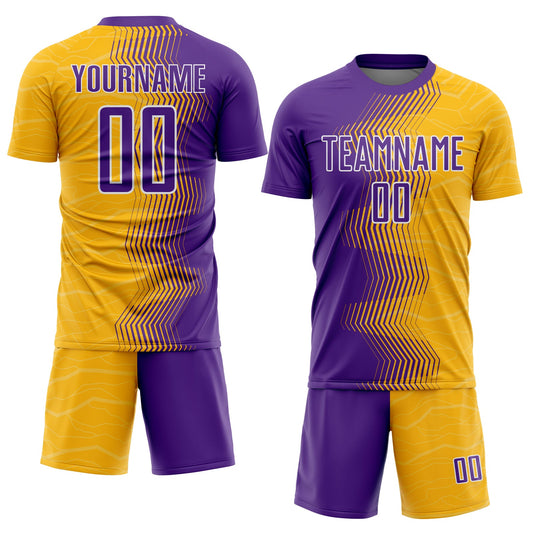 Custom Gold Purple-White Gradient Arrow Sublimation Soccer Uniform Jersey - Sky-Custom