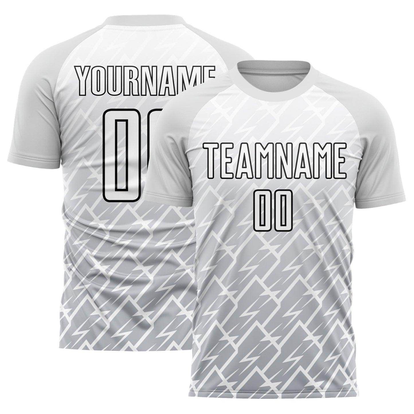 Custom White Gray-Black Lightning Sublimation Soccer Uniform Jersey - Sky-Custom