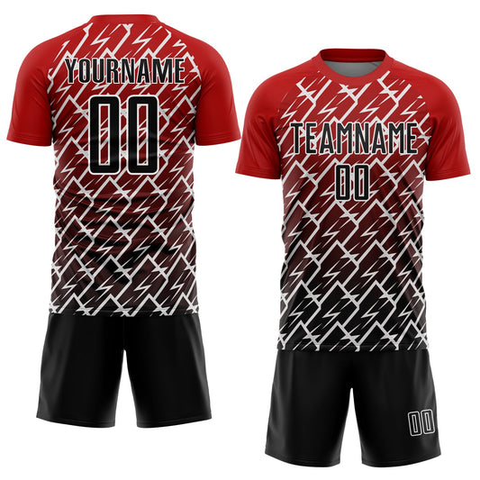 Custom Red Black-White Lightning Sublimation Soccer Uniform Jersey - Sky-Custom