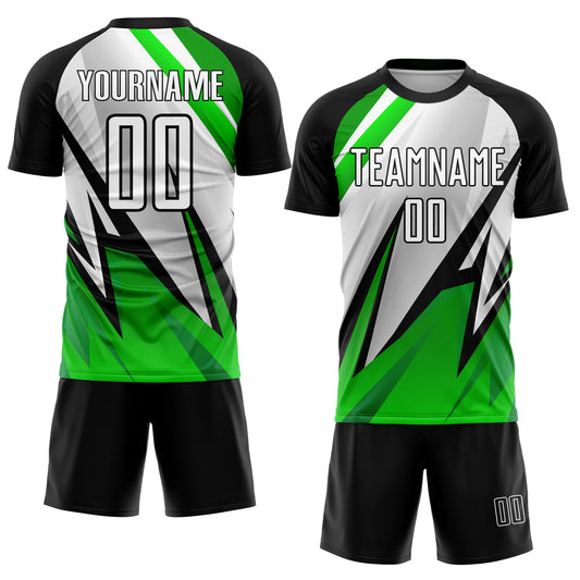 Custom Black White-Aurora Green Sublimation Soccer Uniform Jersey - Sky-Custom