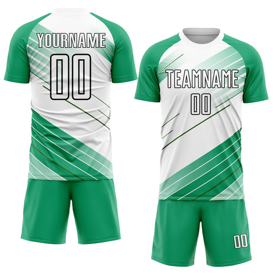 Custom Kelly Green White-Black Sublimation Soccer Uniform Jersey - Sky-Custom