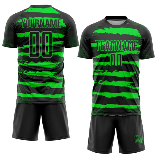 Custom Black Neon Green Sublimation Soccer Uniform Jersey - Sky-Custom