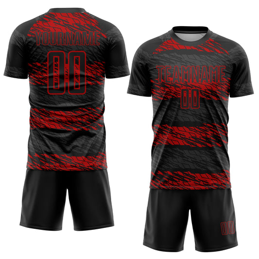 Custom Black Red Sublimation Soccer Uniform Jersey - Sky-Custom