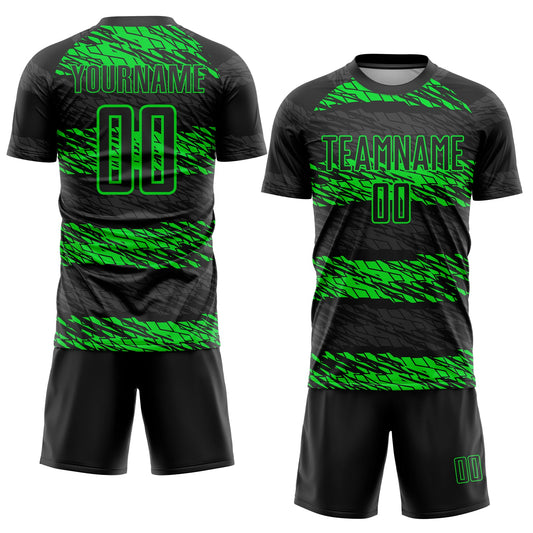 Custom Black Neon Green Sublimation Soccer Uniform Jersey - Sky-Custom