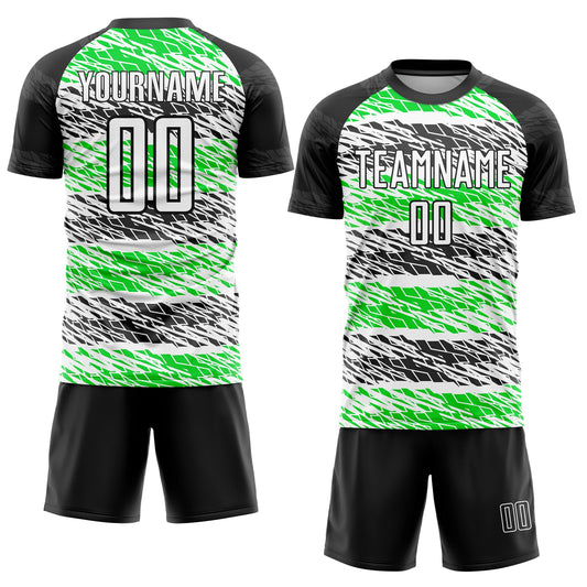 Custom Black White-Neon Green Sublimation Soccer Uniform Jersey - Sky-Custom