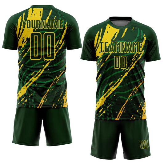 Custom Green Yellow Sublimation Soccer Uniform Jersey - Sky-Custom