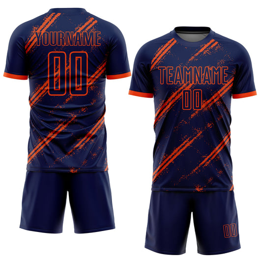 Custom Navy Orange Sublimation Soccer Uniform Jersey - Sky-Custom