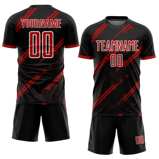 Custom Black Red-White Sublimation Soccer Uniform Jersey - Sky-Custom