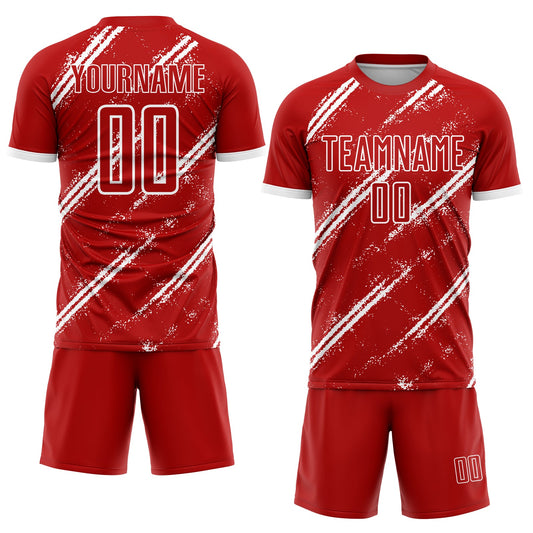Custom Red White Sublimation Soccer Uniform Jersey - Sky-Custom