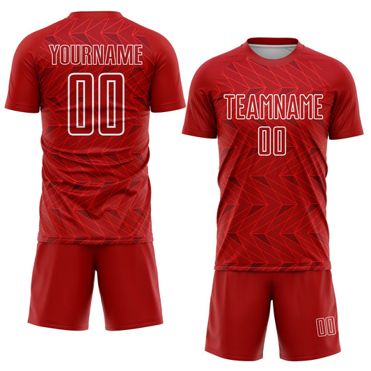 Custom Red White Sublimation Soccer Uniform Jersey - Sky-Custom