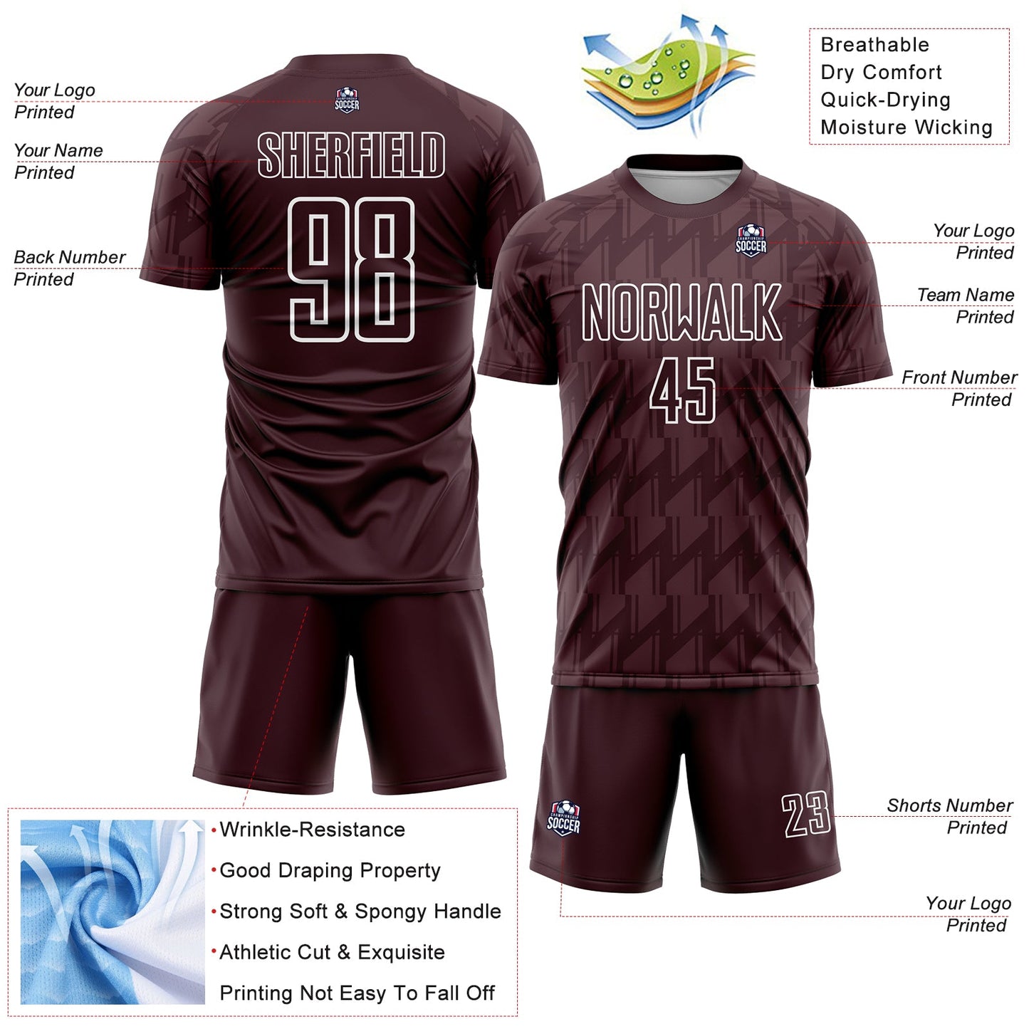 Custom Brown White Sublimation Soccer Uniform Jersey - Sky-Custom