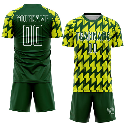 Custom Green Neon Yellow-White Sublimation Soccer Uniform Jersey - Sky-Custom