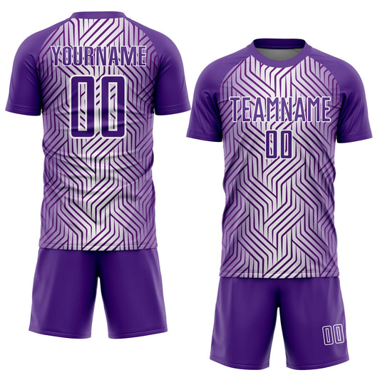 Custom Purple White Lines Sublimation Soccer Uniform Jersey - Sky-Custom