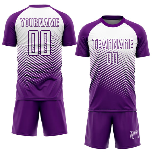 Custom Purple White Abstract Geometric Triangles Sublimation Soccer Uniform Jersey - Sky-Custom