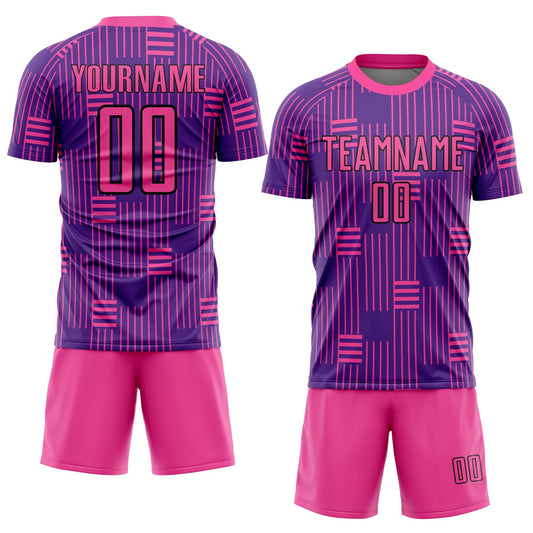 Custom Purple Pink-Black Lines Sublimation Soccer Uniform Jersey - Sky-Custom
