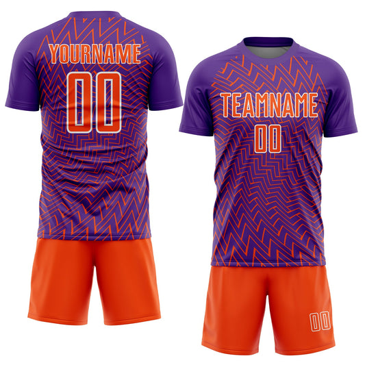Custom Purple Orange-White Lines Sublimation Soccer Uniform Jersey - Sky-Custom