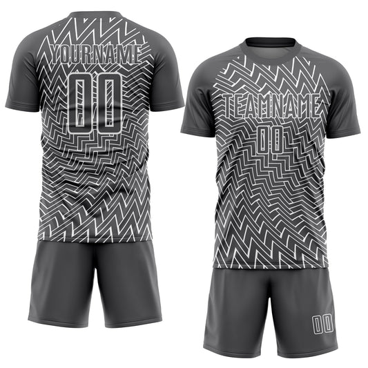 Custom Steel Gray White Lines Sublimation Soccer Uniform Jersey - Sky-Custom