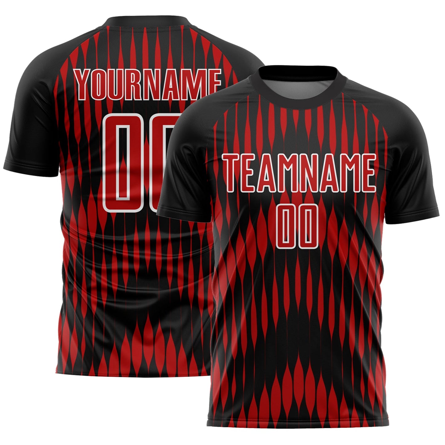 Custom Black Red-White Abstract Triangle Sublimation Soccer Uniform Jersey - Sky-Custom