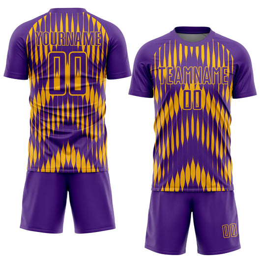 Custom Purple Gold Abstract Triangle Sublimation Soccer Uniform Jersey - Sky-Custom