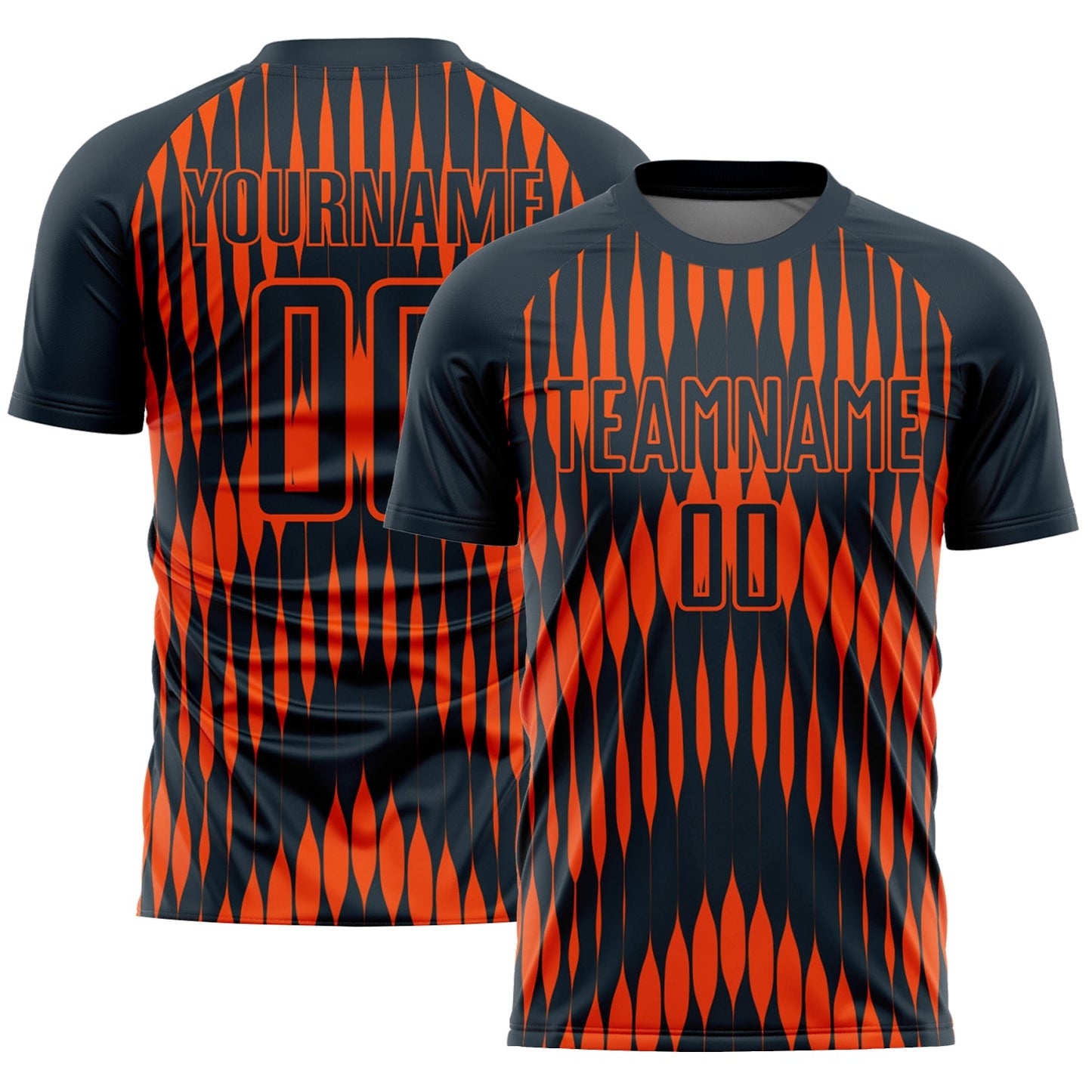 Custom Navy Orange Abstract Triangle Sublimation Soccer Uniform Jersey - Sky-Custom