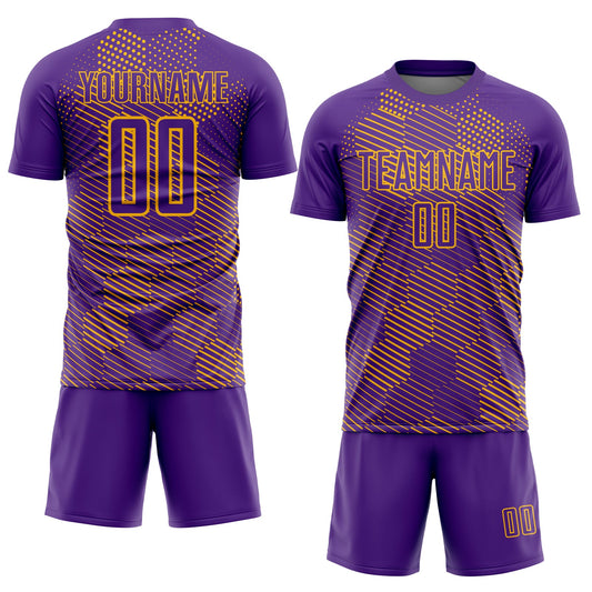 Custom Purple Gold Abstract Hexagon Sublimation Soccer Uniform Jersey - Sky-Custom
